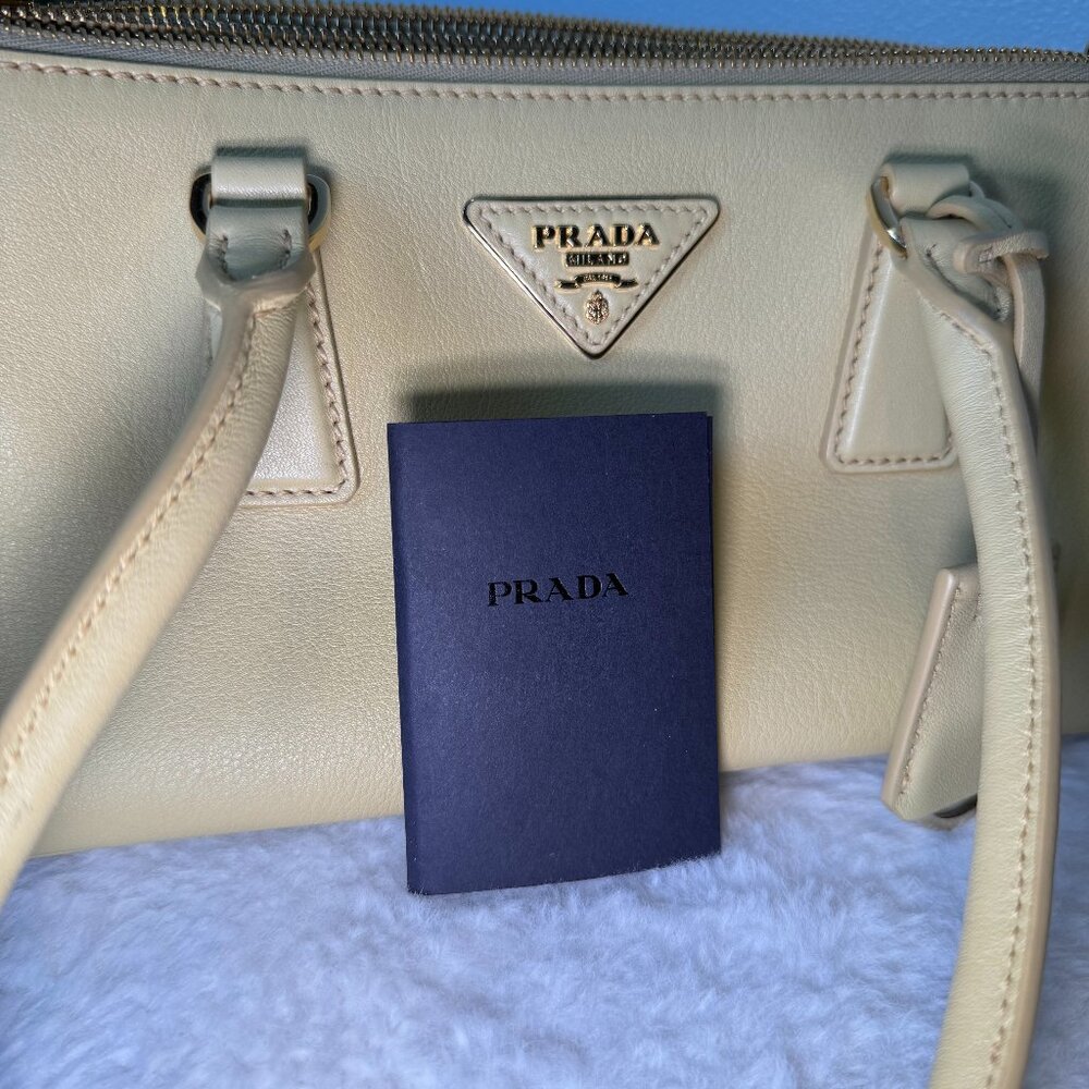 Prada Yellow Leather "Galleria" Top Handle Shoulder Bag w/ Detachable Crossbody - Picture 8 of 8